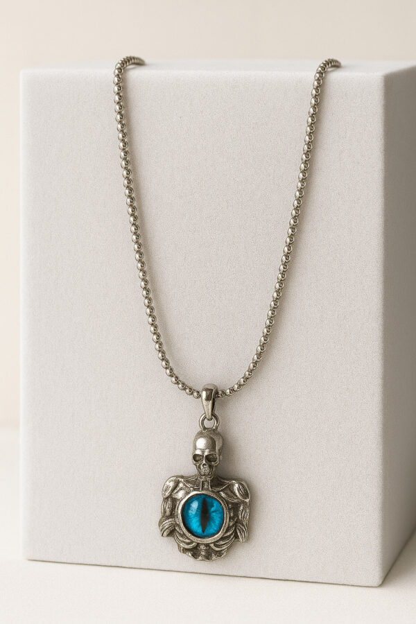 Aarvx Mens Skeleton Eye Pendant Necklace