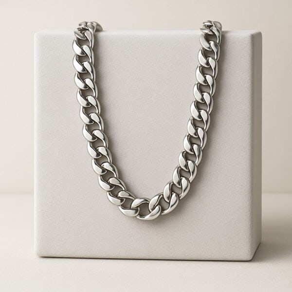 Aarvx Men’s Chunky Silver Cuban Link Chain Necklace