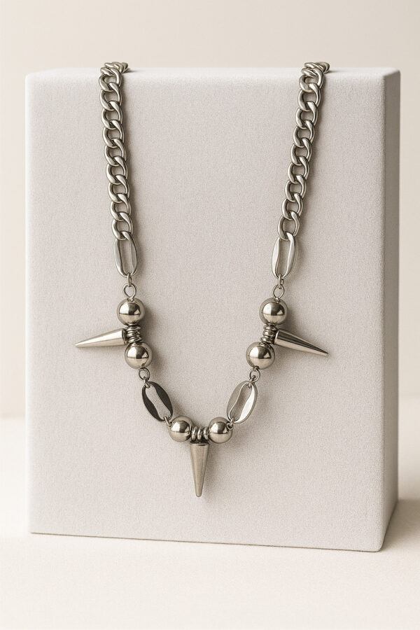 Aarvx Men's Chunky Chain Spike Necklace Gothic Punk Style Statement Jewelry