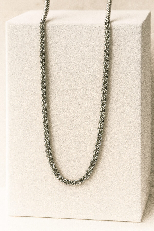 Aarvx Mens Rope Link Chain Necklace – Bold Woven Design, Heavy Metal Look