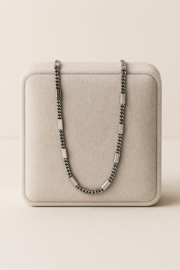 Aarvx EdgeLink Cuban Chain – Segmented Style Necklace in Steel