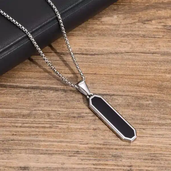 Black Bar Pendant Necklace